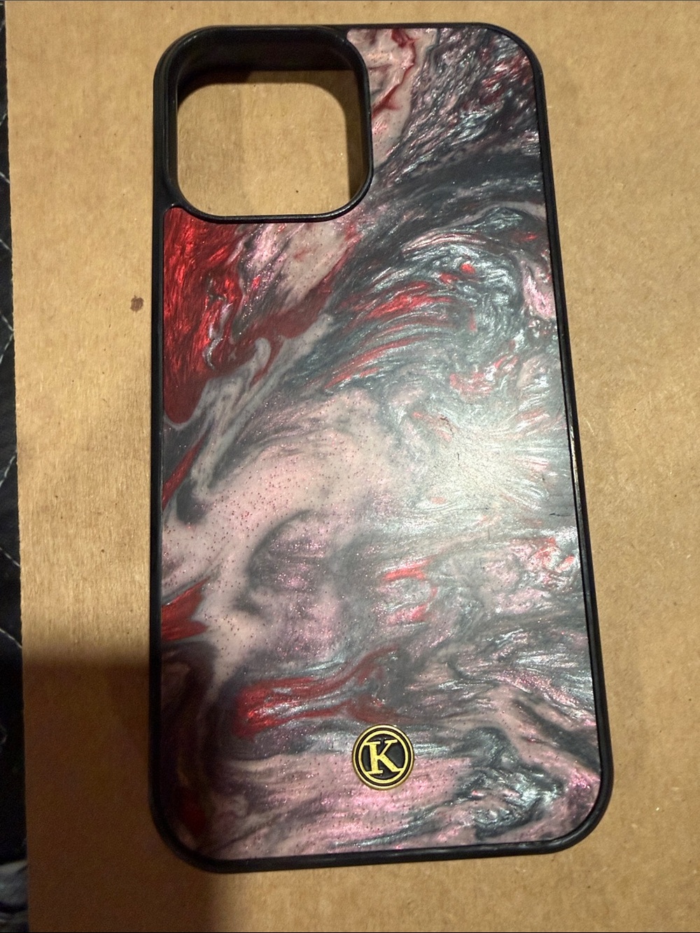 Keyway iPhone 13 Pro Max Red & Black Marble Protective Phone Case